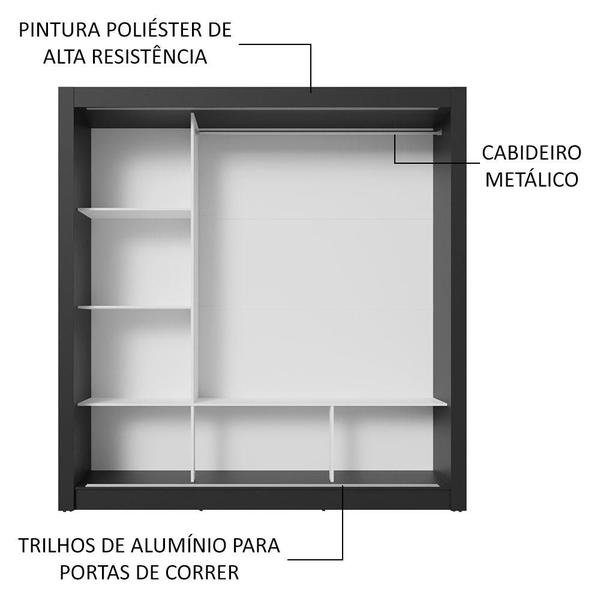 Imagem de Guarda-Roupa Casal 3 Portas de Correr com Espelhos Nobre Madesa