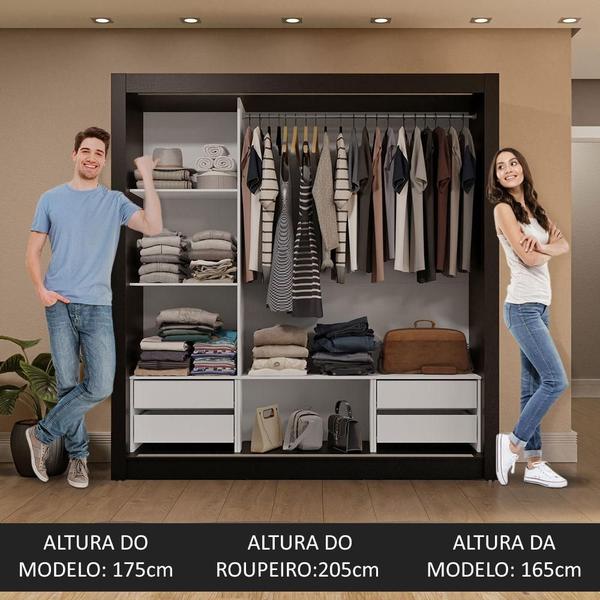 Imagem de Guarda-Roupa Casal 3 Portas de Correr de Espelho 4 Gavetas Sublime Plus Madesa