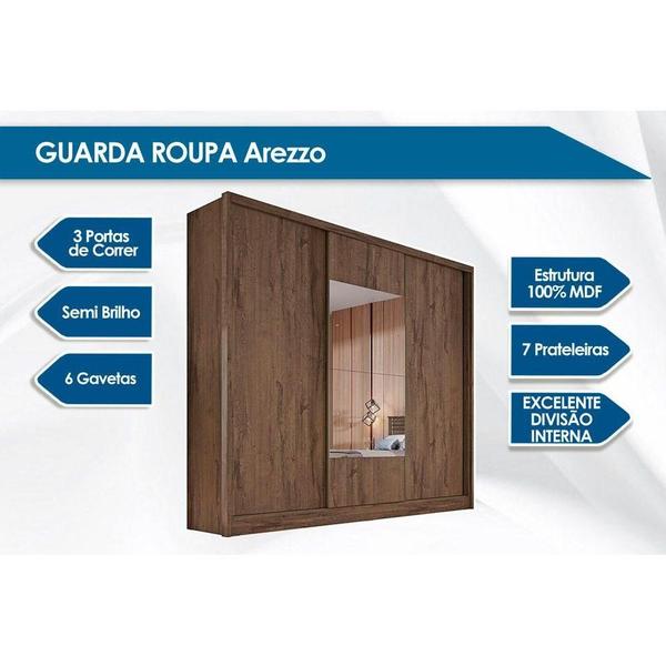 Imagem de Guarda Roupa Casal 3 Portas de Correr e 6 Gavetas c/Espelho Arezzo/Medelim Cumaru - Novo Horizonte