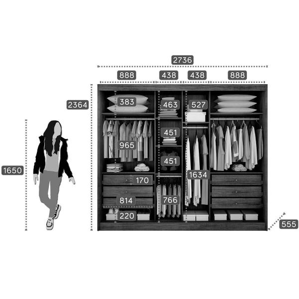 Imagem de Guarda Roupa Casal 3 Portas de Correr e 6 Gavetas c/ Espelho Passion Plus Freijo Cumaru - Novo Horizonte