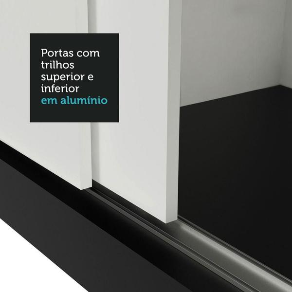 Imagem de Guarda-Roupa Casal 3 Portas de Correr Preto/Branco Sublime Madesa