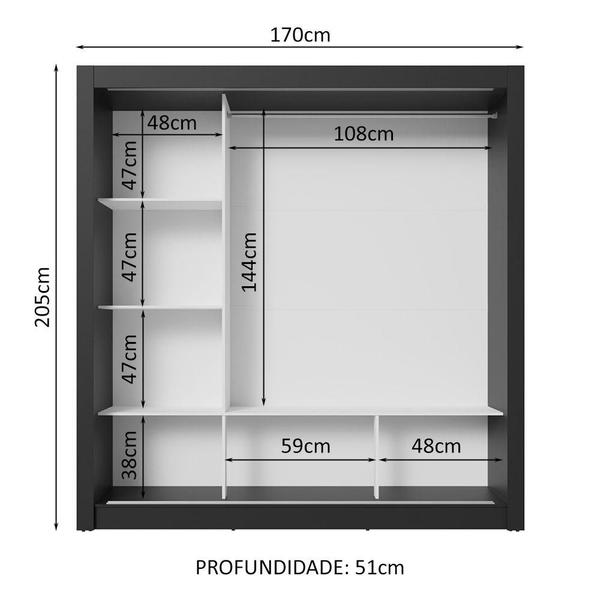 Imagem de Guarda-Roupa Casal 3 Portas de Correr Preto Nobre Madesa