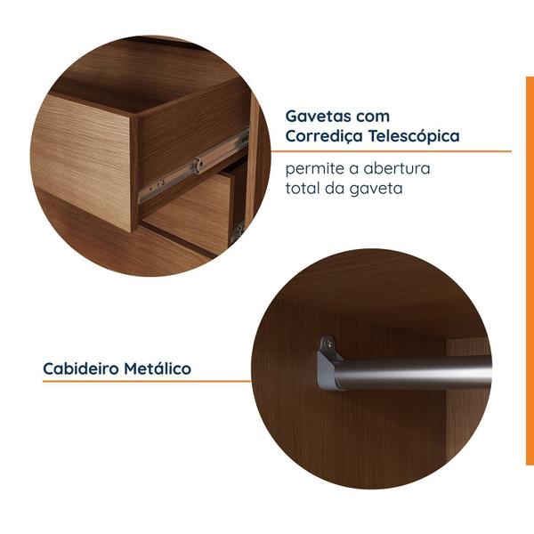 Imagem de Guarda-roupa Casal 3 Portas de Correr Ripadas Samambaia Cabecasa Madeiramadeira