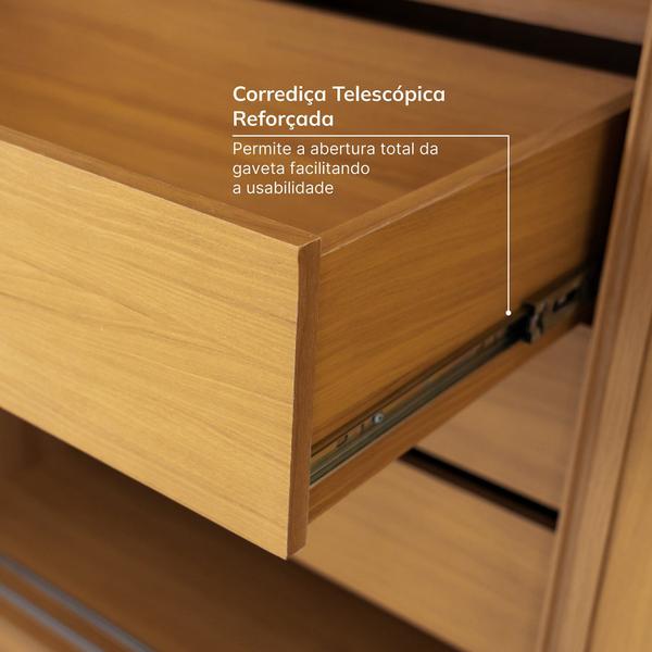 Imagem de Guarda-roupa Casal 3 Portas de Correr Ripadas Samambaia Cabecasa Madeiramadeira