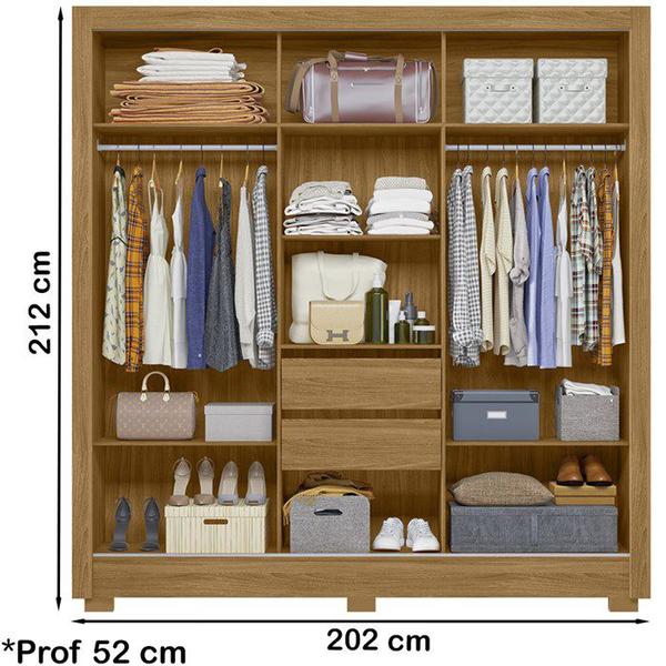 Imagem de Guarda Roupa Casal 3 Portas Deslizantes Com Espelho 9880 Freijo Cinza Moval