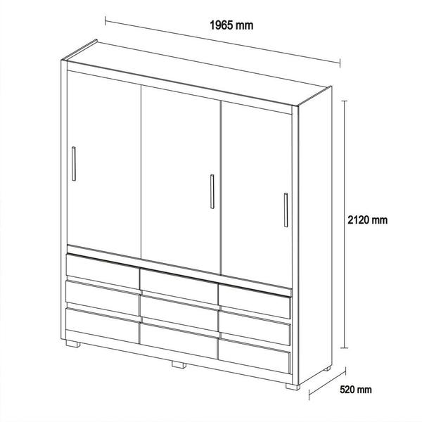 Imagem de Guarda Roupa Casal 3 Portas Detroit c/ Espelho 39290K Amêndola Touch / Off White Demóbile