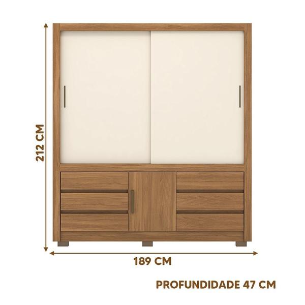 Imagem de Guarda Roupa Casal 3 Portas e 6 Gavetas 1.89m Amendola Touch Off White Flex Arbo Demóbile