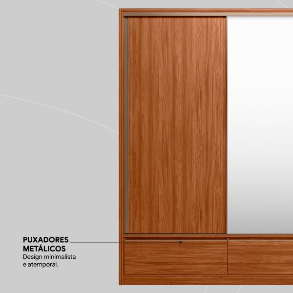 Imagem de Guarda Roupa Casal 3 Portas e 7 Gavetas Lounge Nogueira Touch/Preto Prime Tx - Demartêz