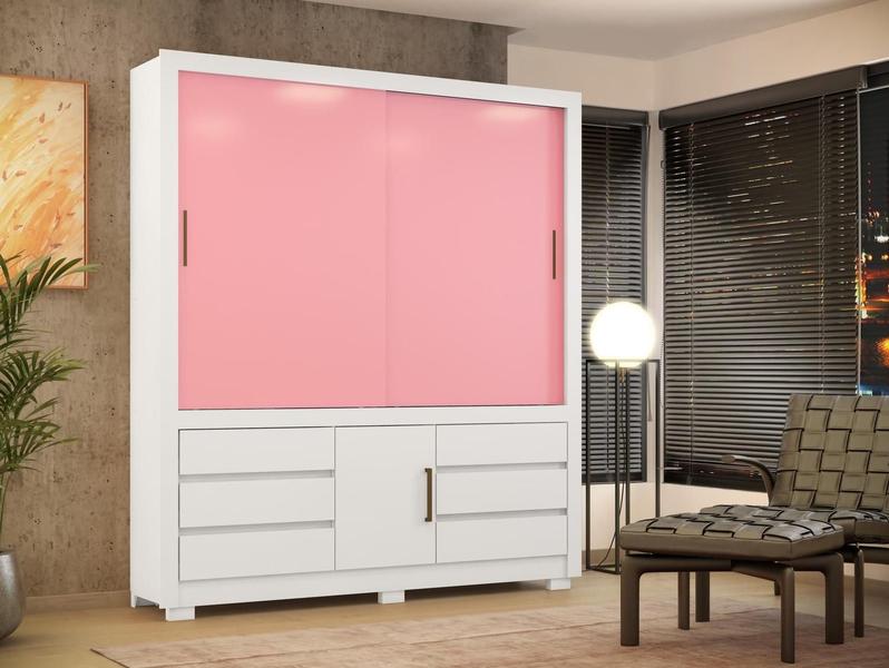 Imagem de Guarda Roupa Casal 3P 6G Arbo Demóbile 36210 Branco/Rosa/Branco Flex