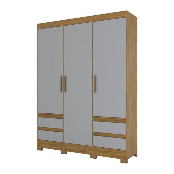 Imagem de Guarda Roupa Casal 3Portas 4Gavetas B55 Briz Nature/Cinza