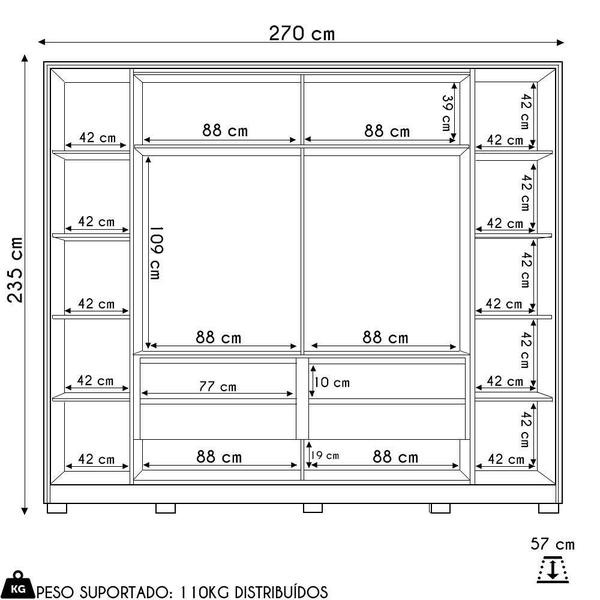 Imagem de Guarda Roupa Casal 4 Portas 4 Espelhos Jacarandá Flex Jatobá Fendi Albatroz