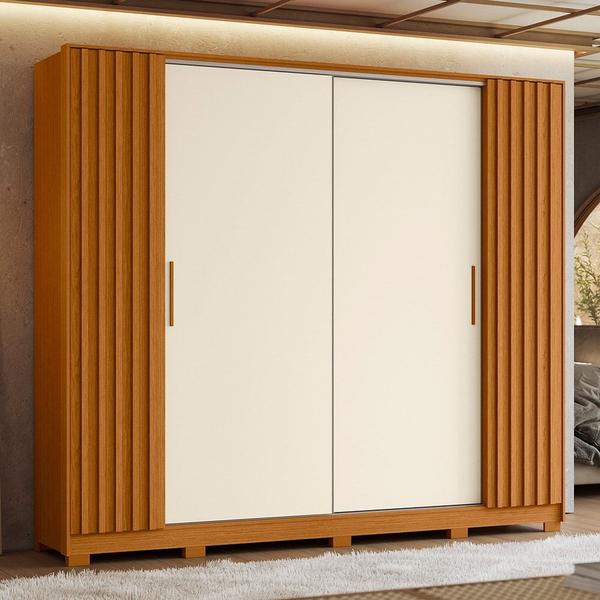 Imagem de Guarda Roupa Casal 4 Portas 4 Gavetas Jacarandá Flex Cinamomo/Off White - Albatroz