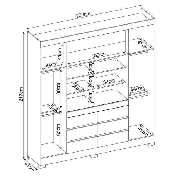 Imagem de Guarda Roupa Casal 4 Portas 6 Gavetas Cadis Amendola Touch