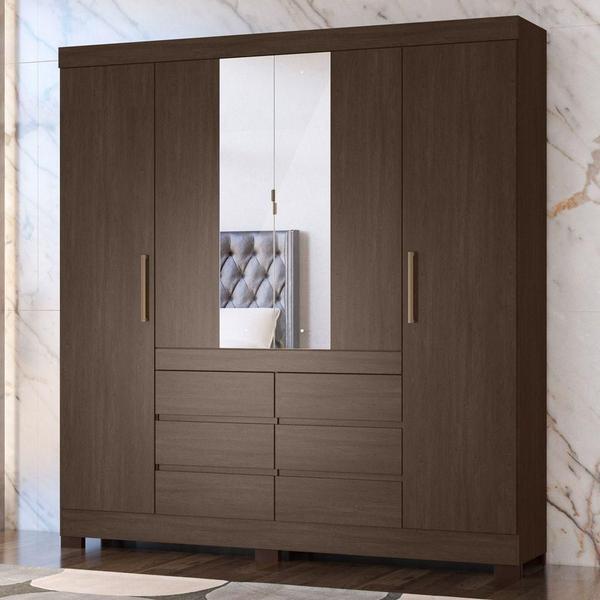 Imagem de Guarda Roupa Casal 4 Portas 6 Gavetas Cadis D02 Ebano Touch