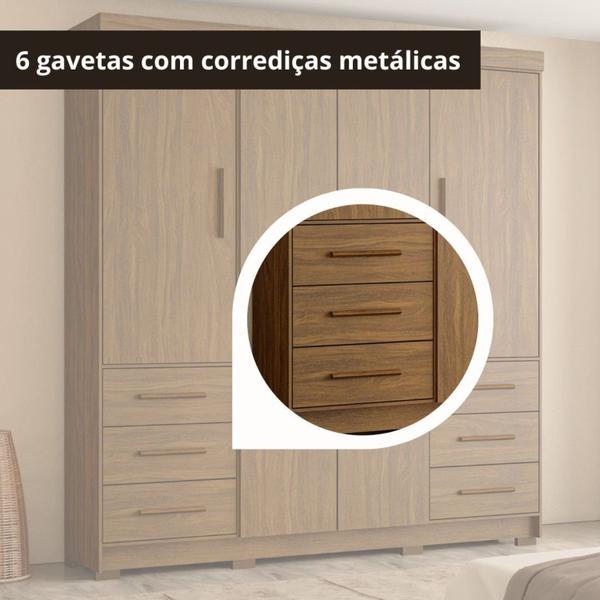 Imagem de Guarda Roupa Casal 4 Portas 6 Gavetas Estrela Marafon Móveis