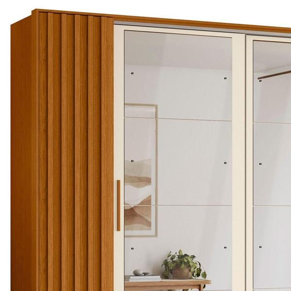 Imagem de Guarda Roupa Casal 4 Portas 8 Espelhos Jacarandá Flex Cinamomo Off White Albatroz