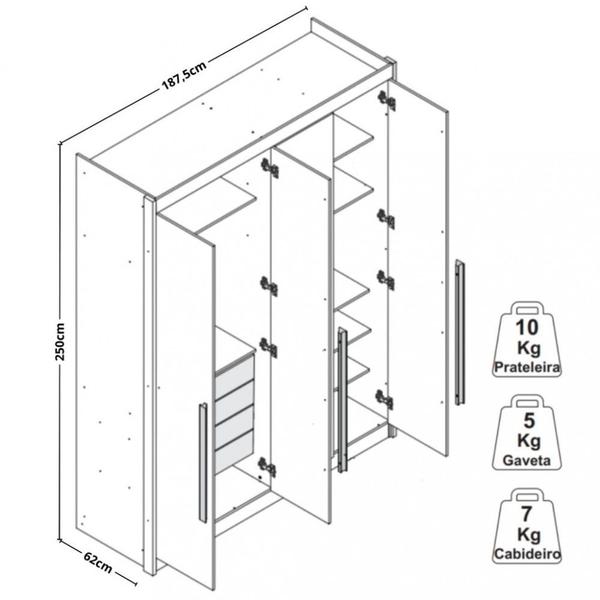 Imagem de Guarda Roupa Casal 4 Portas Bergamo Conquista Móveis