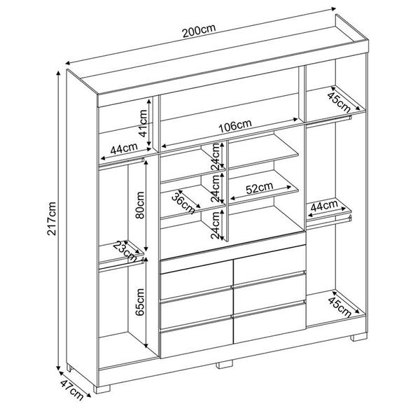 Imagem de Guarda Roupa Casal 4 Portas Cádis 66510 Amêndola Touch Demóbile