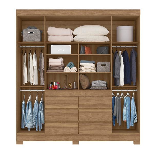 Imagem de Guarda Roupa Casal 4 Portas com Espelho e Pés Cádis Amêndola Touch 66510 Demóbile