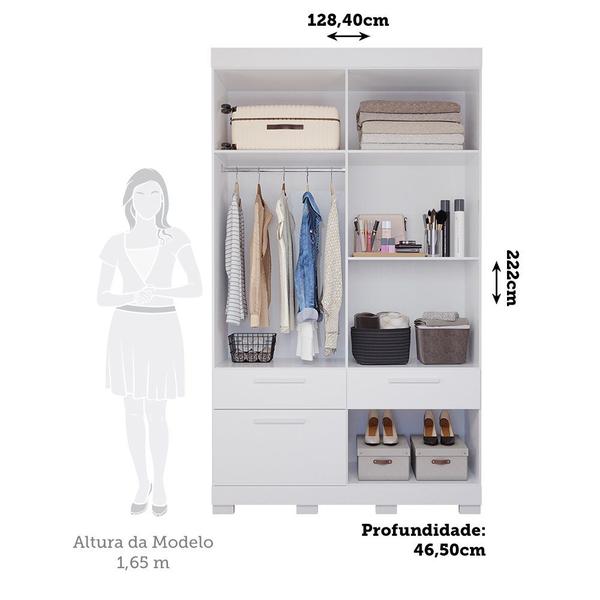 Imagem de Guarda Roupa Casal 4 Portas de Bater 1 Basculante 3 Gavetas MDF Coimbra Espresso Móveis