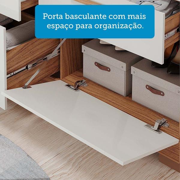 Imagem de Guarda-roupa Casal 4 Portas de Bater 1 Basculante 3 Gavetas Mdf Coimbra Espresso Móveis