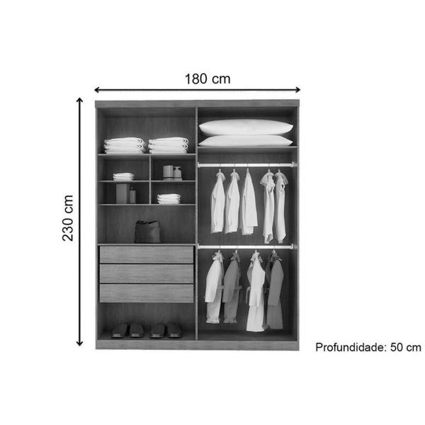 Imagem de Guarda Roupa Casal 4 Portas e 3 Gavetas Império Naturale/Off White - Rufato