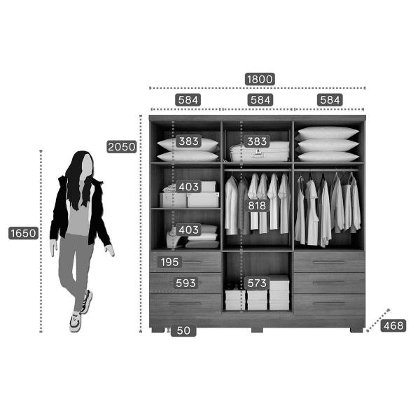 Imagem de Guarda Roupa Casal 4 Portas e 6 Gavetas c/Pés Encant Branco - Novo Horizonte