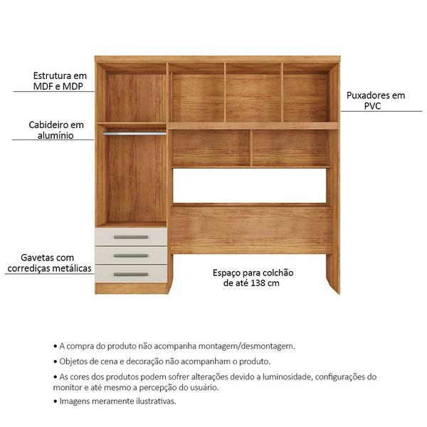 Imagem de Guarda Roupa Casal 5 Portas 3 Gavetas México Cedro Areia - Saga Decor