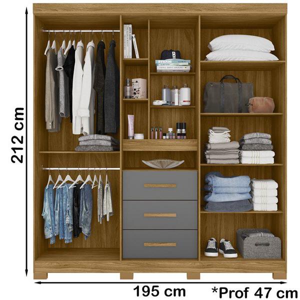 Imagem de Guarda Roupa Casal 5 Portas 9070 Freijo Cinza Moval