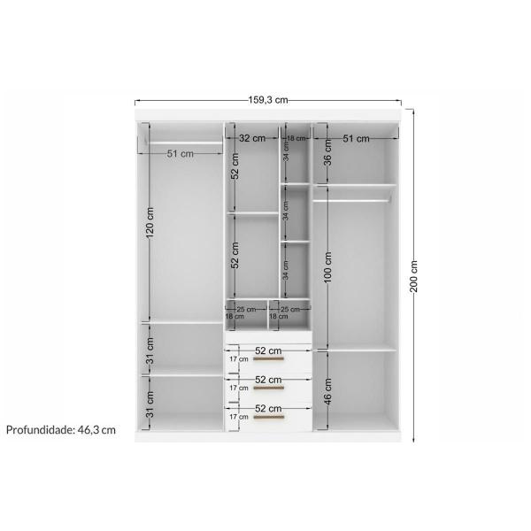 Imagem de Guarda Roupa Casal 5 Portas e 3 Gavetas Havana Star 5.3 Jatobá - Santos Andirá