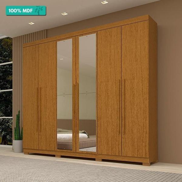 Imagem de Guarda Roupa Casal 6 Portas 100% Mdf Com Espelho Nubia Acp Móveis Cinamomo