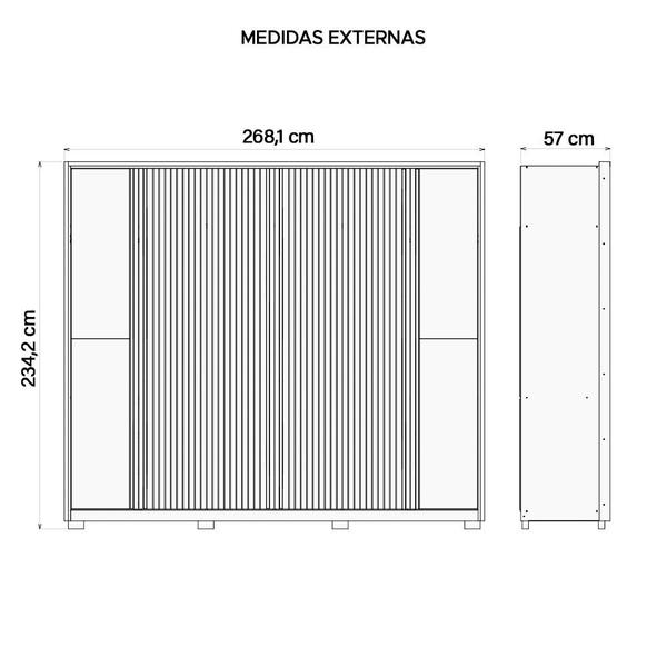 Imagem de Guarda Roupa Casal 6 Portas 2 Espelhos Marrom Proximus