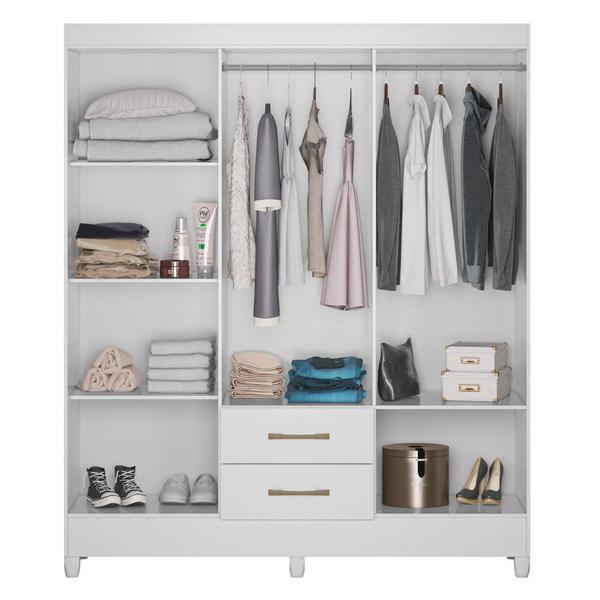 Imagem de Guarda Roupa Casal 6 Portas 2 Gavetas 153cm Paraná M07 Branco - Mpozenato