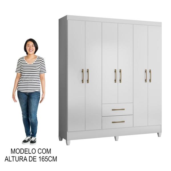 Imagem de Guarda Roupa Casal 6 Portas 2 Gavetas 153cm Paraná M07 Branco - Mpozenato