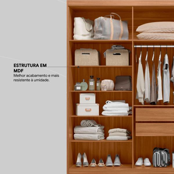 Imagem de Guarda Roupa Casal 6 Portas 2 Gavetas 4 Prateleiras Venice Amendola Touch/Off White - Demóbile