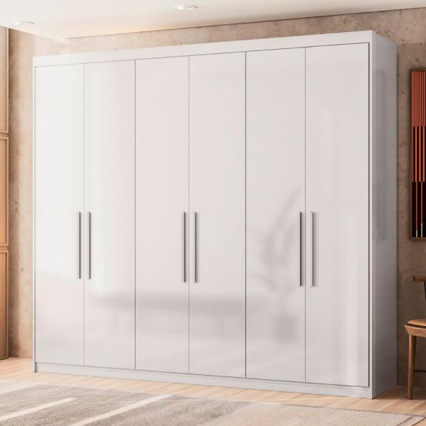 Imagem de Guarda Roupa Casal 6 Portas 2 Gavetas 4 Prateleiras Venice Branco - Demóbile