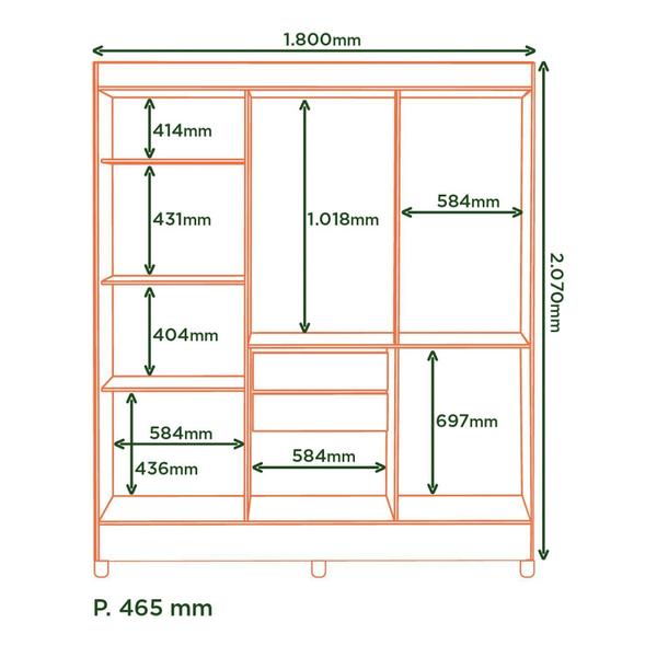 Imagem de Guarda-roupa Casal 6 Portas 2 Gavetas com Espelho Santarém Espresso Móveis