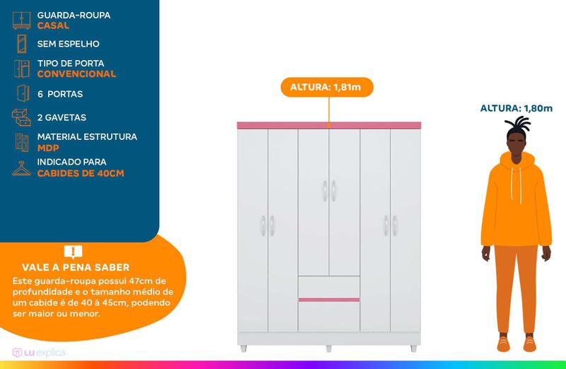 Imagem de Guarda-roupa Casal 6 Portas 2 Gavetas Demóbile Flash II