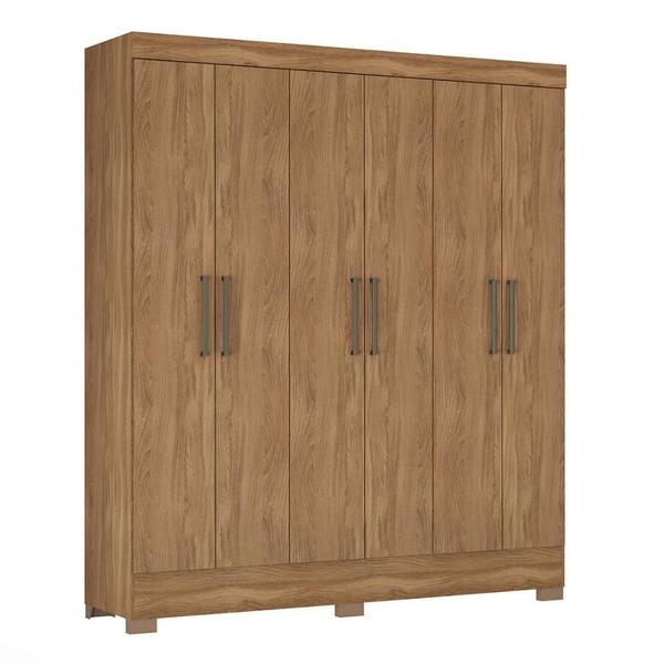 Imagem de Guarda Roupa Casal 6 Portas 2 Gavetas Estrutura em MDP Pés em PVC 207x180x47cm Nápoles Demóbile