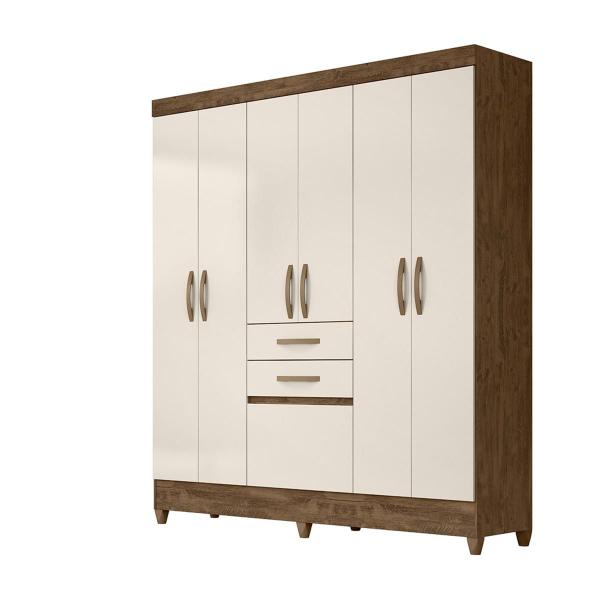 Imagem de Guarda Roupa Casal 6 portas 2 portas New Mafra Castanho Wood / Baunilha - Moval