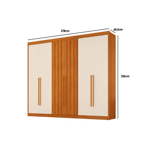 Imagem de Guarda Roupa Casal 6 Portas 2 Ripadas e 6 Gavetas Atenas Cinamomo/Off White - Conquista