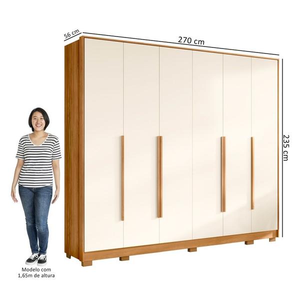 Imagem de Guarda Roupa Casal 6 Portas 270cm Fascination A02 Carvalho Grife/Off White - Mpozenato