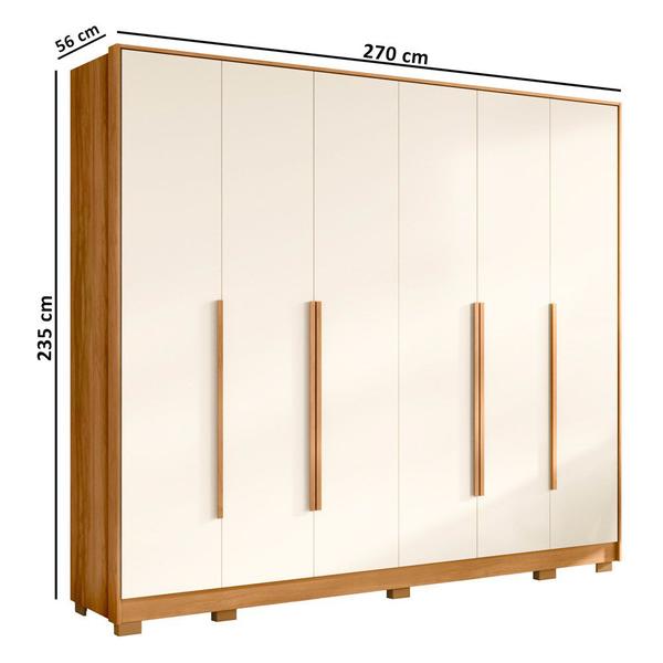 Imagem de Guarda Roupa Casal 6 Portas 270cm Fascination A02 Carvalho Grife/Off White - Mpozenato