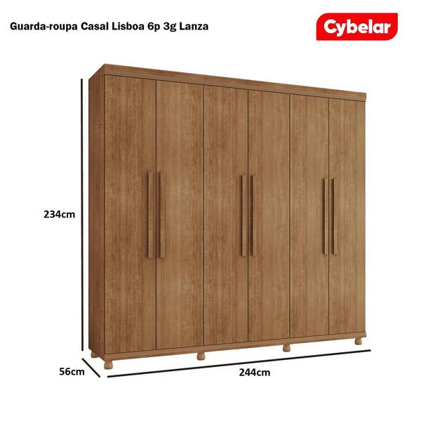 Imagem de Guarda Roupa Casal 6 Portas 3 Gavetas 100% MDF Lisboa