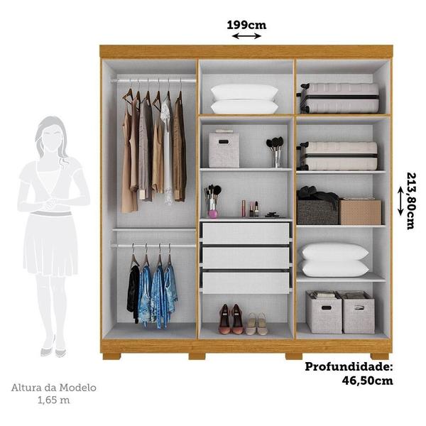 Imagem de Guarda Roupa Casal 6 Portas 3 Gavetas Ágata Acp Móveis Cinamomo/Off White