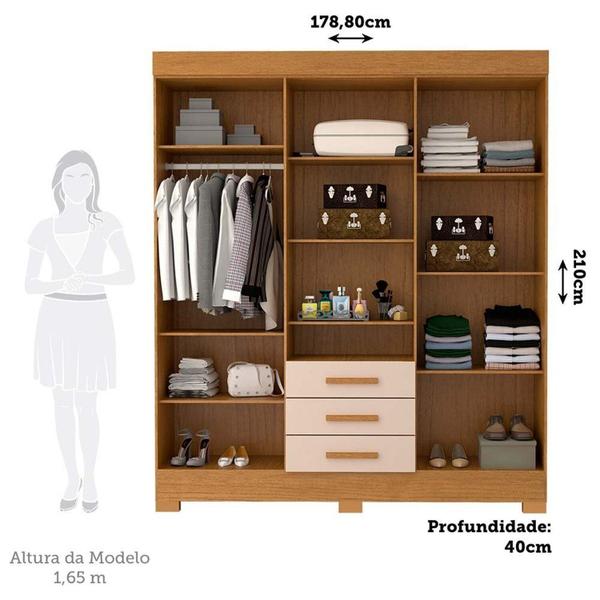 Imagem de Guarda-roupa Casal 6 Portas 3 Gavetas Capelinha com Espelho 100% Mdf Débora