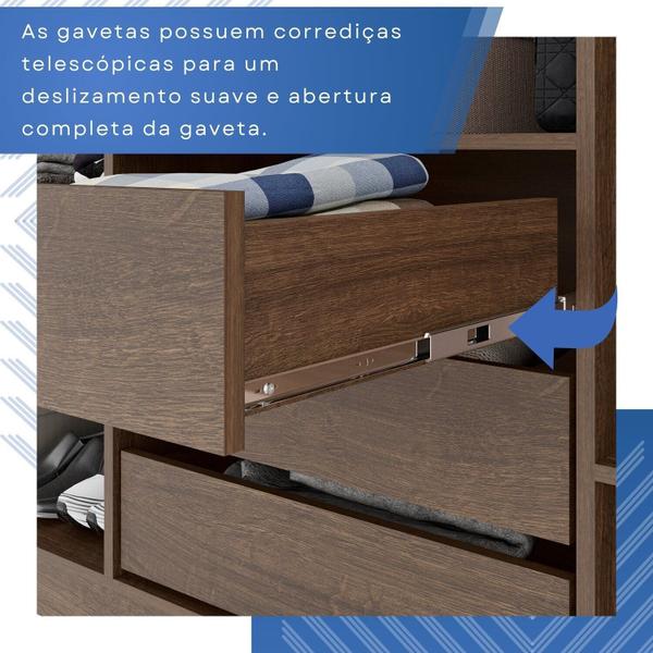 Imagem de Guarda-roupa Casal 6 Portas 3 Gavetas com Espelho Roma Espresso Móveis