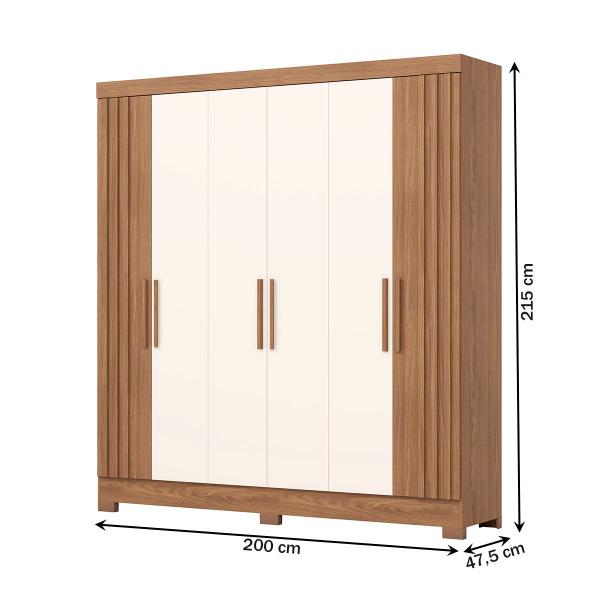 Imagem de Guarda-Roupa Casal 6 Portas 3 Gavetas Flex Nature/Off White B367 - Briz