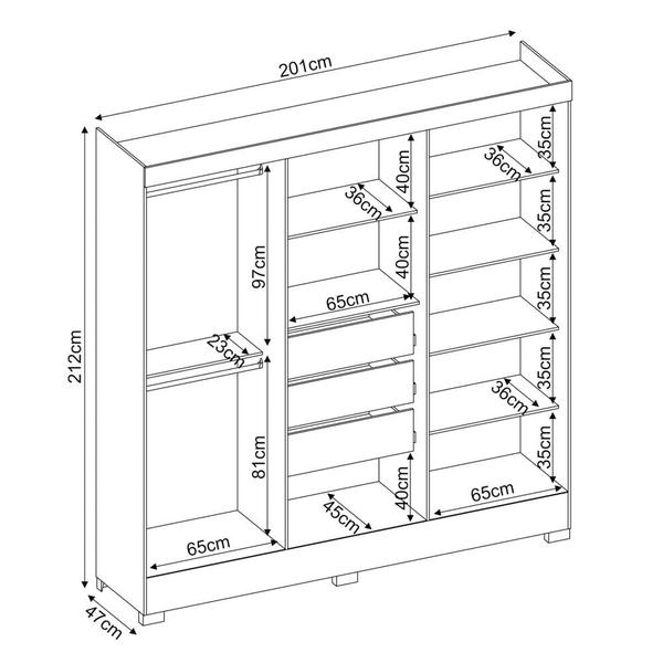 Imagem de Guarda Roupa Casal 6 Portas 3 Gavetas Pratico D02 Amendola Touch - Mpozenato