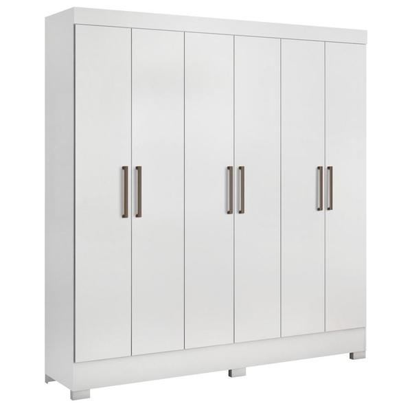 Imagem de Guarda Roupa Casal 6 Portas 3 Gavetas Pratico D02 Branco - Mpozenato